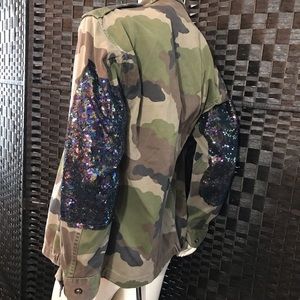 TOPSHOP army fatigue/sequin jacket. M/L